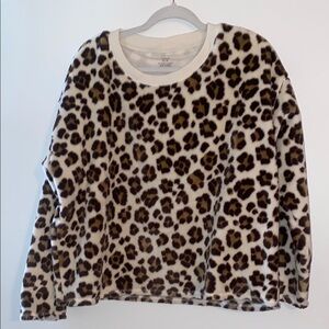 Aerie Leopard Print Sweatshirt - Brown and Cream